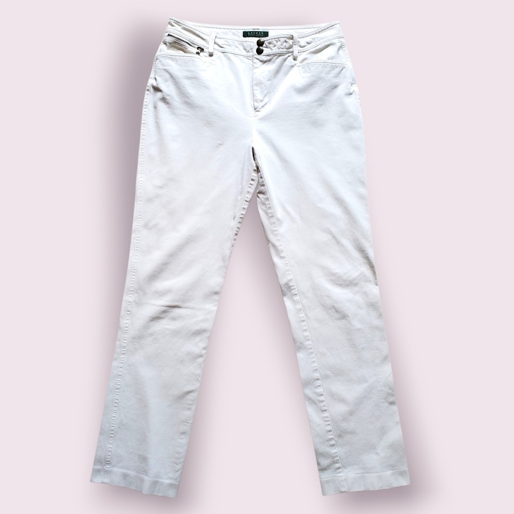 Lauren Ralph Lauren White Straight Leg Jeans Trousers Size‎ 8 Women's